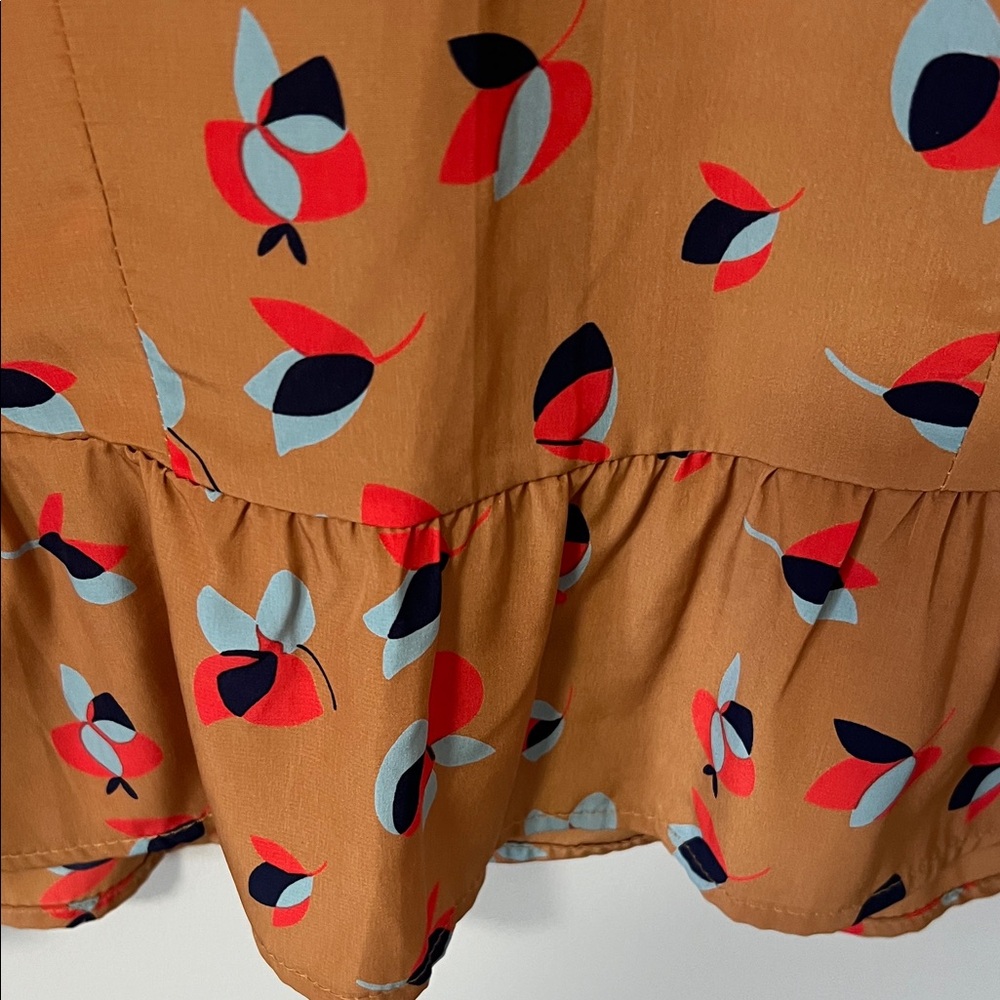 Vintage Style Structured Peter Pan Neckline Blouse | Earthy Coquette Peplum Top - Picture 5 of 16